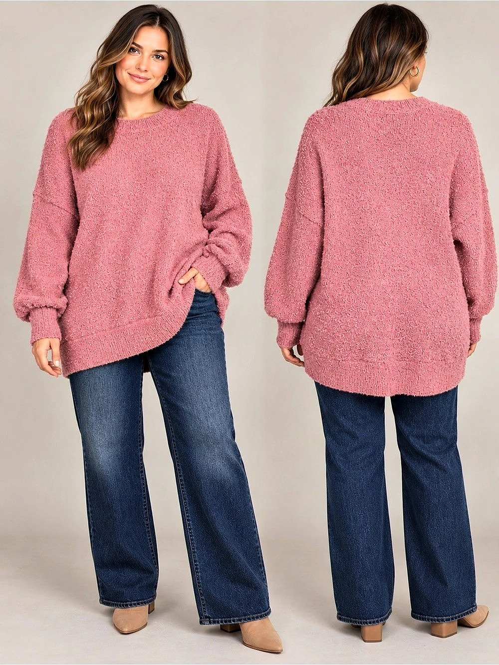 Torrid Size 0 Dusty Rose Pink
Oversized Textured Tunic Sweater